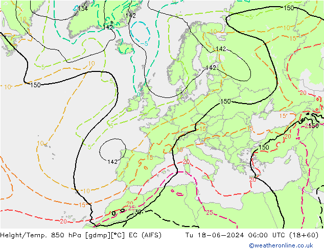 Hoogte/Temp. 850 hPa EC (AIFS) di 18.06.2024 06 UTC