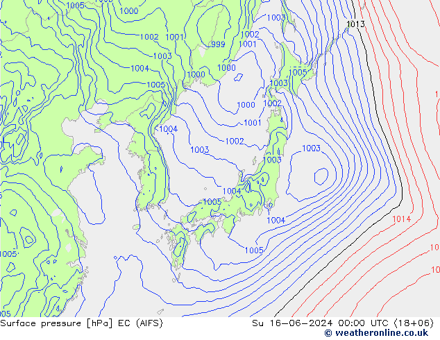 pression de l'air EC (AIFS) dim 16.06.2024 00 UTC