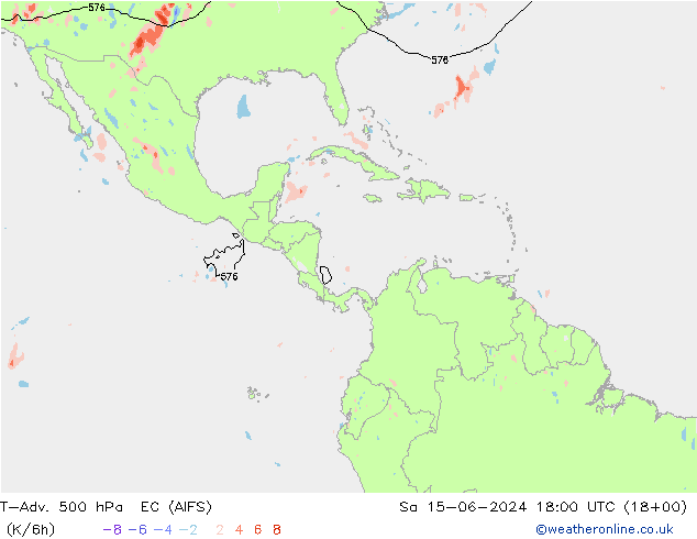 T-Adv. 500 hPa EC (AIFS) Sáb 15.06.2024 18 UTC