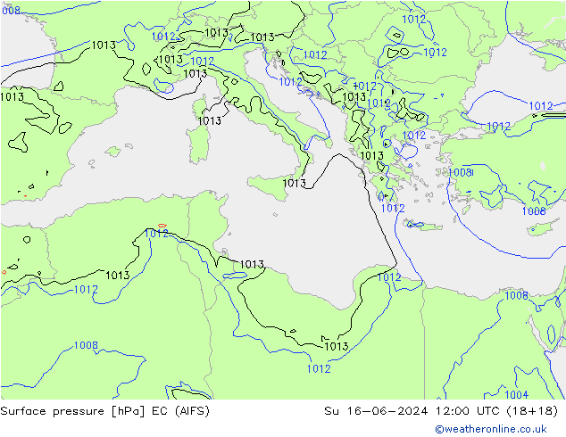 Luchtdruk (Grond) EC (AIFS) zo 16.06.2024 12 UTC