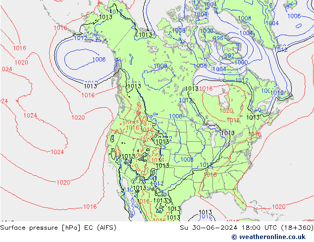 地面气压 EC (AIFS) 星期日 30.06.2024 18 UTC