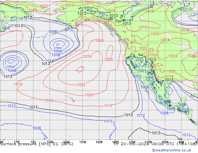приземное давление EC (AIFS) чт 20.06.2024 06 UTC