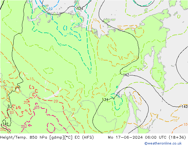 Geop./Temp. 850 hPa EC (AIFS) lun 17.06.2024 06 UTC