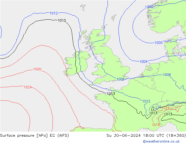pressão do solo EC (AIFS) Dom 30.06.2024 18 UTC