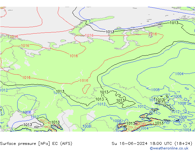 Surface pressure EC (AIFS) Su 16.06.2024 18 UTC