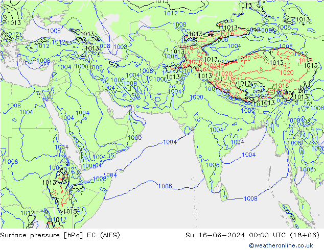 地面气压 EC (AIFS) 星期日 16.06.2024 00 UTC