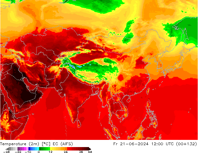 карта температуры EC (AIFS) пт 21.06.2024 12 UTC