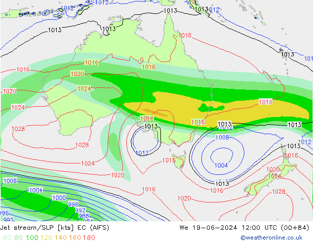 джет/приземное давление EC (AIFS) ср 19.06.2024 12 UTC