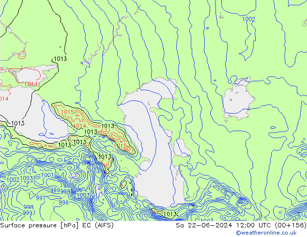 Atmosférický tlak EC (AIFS) So 22.06.2024 12 UTC