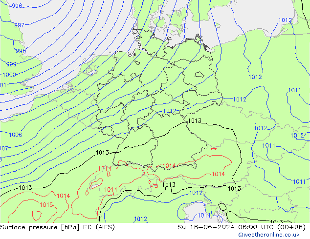 pression de l'air EC (AIFS) dim 16.06.2024 06 UTC