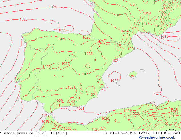 ciśnienie EC (AIFS) pt. 21.06.2024 12 UTC