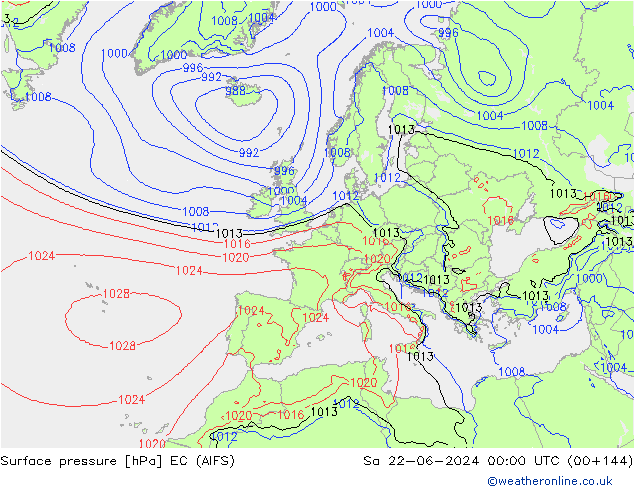 Luchtdruk (Grond) EC (AIFS) za 22.06.2024 00 UTC