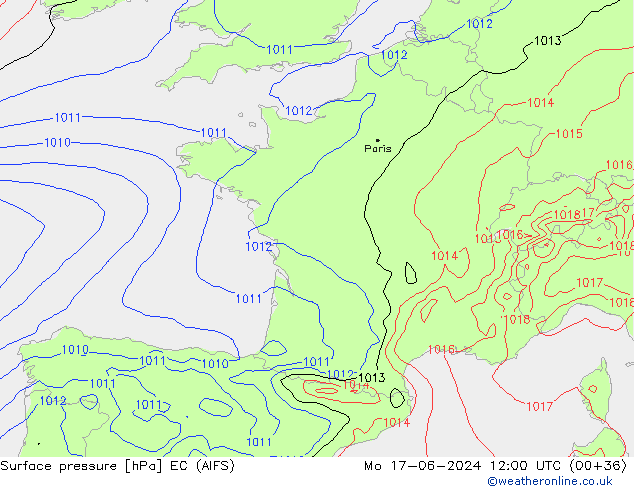 Surface pressure EC (AIFS) Mo 17.06.2024 12 UTC