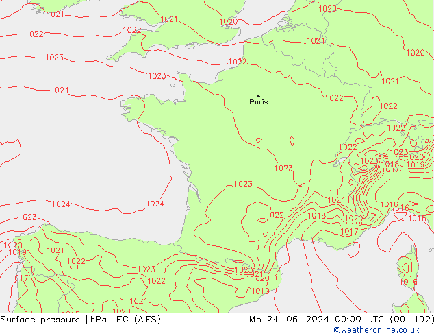 Bodendruck EC (AIFS) Mo 24.06.2024 00 UTC
