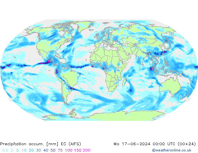 Precipitation accum. EC (AIFS) Seg 17.06.2024 00 UTC