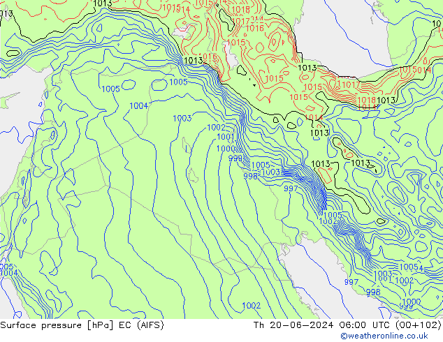 Presión superficial EC (AIFS) jue 20.06.2024 06 UTC