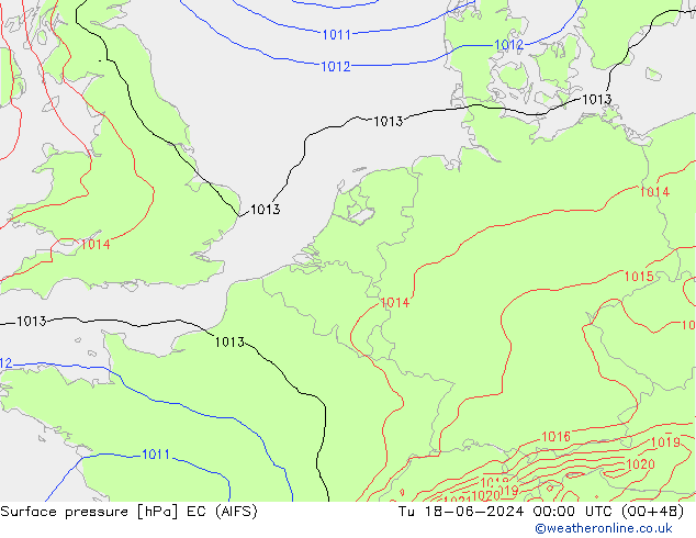地面气压 EC (AIFS) 星期二 18.06.2024 00 UTC