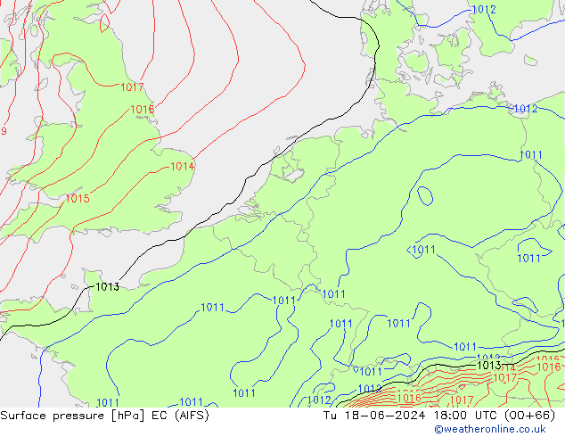 Pressione al suolo EC (AIFS) mar 18.06.2024 18 UTC