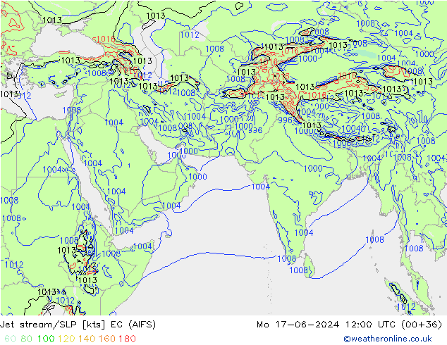 Jet stream/SLP EC (AIFS) Mo 17.06.2024 12 UTC