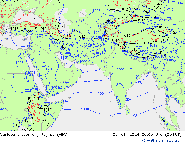 приземное давление EC (AIFS) чт 20.06.2024 00 UTC