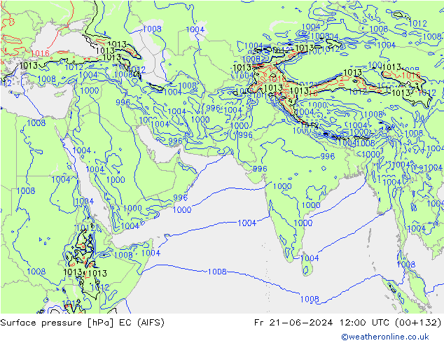 Surface pressure EC (AIFS) Fr 21.06.2024 12 UTC