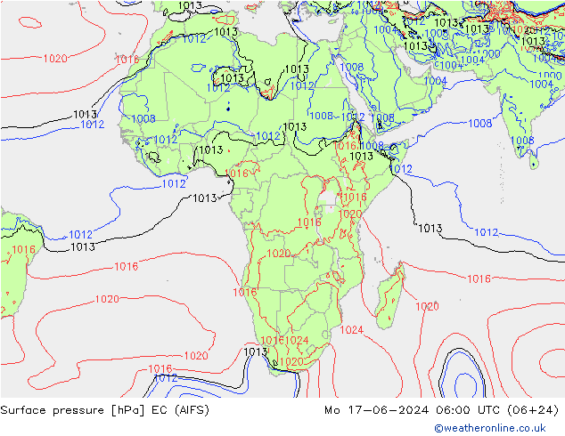 pression de l'air EC (AIFS) lun 17.06.2024 06 UTC