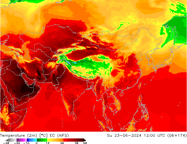 Temperature (2m) EC (AIFS) Su 23.06.2024 12 UTC