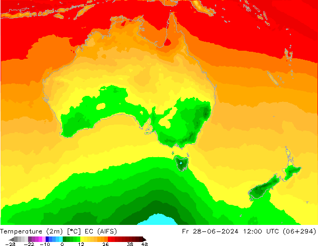 карта температуры EC (AIFS) пт 28.06.2024 12 UTC