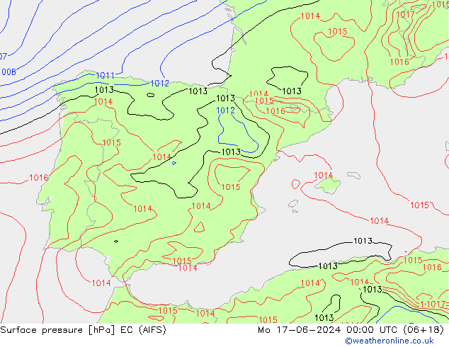 Luchtdruk (Grond) EC (AIFS) ma 17.06.2024 00 UTC