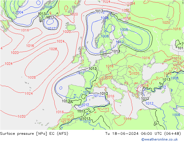 Presión superficial EC (AIFS) mar 18.06.2024 06 UTC
