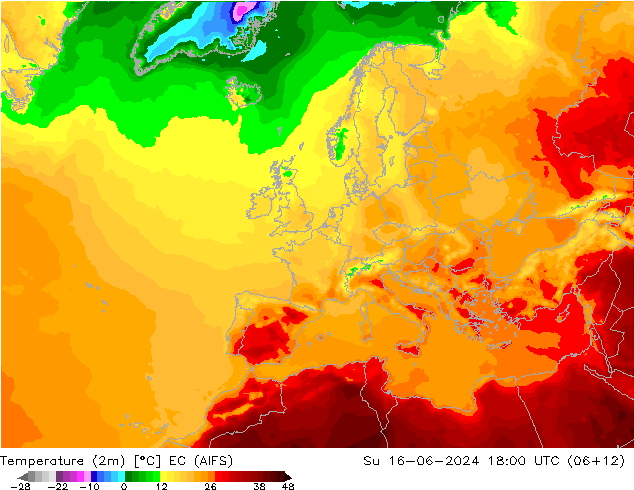 Temperatura (2m) EC (AIFS) dom 16.06.2024 18 UTC