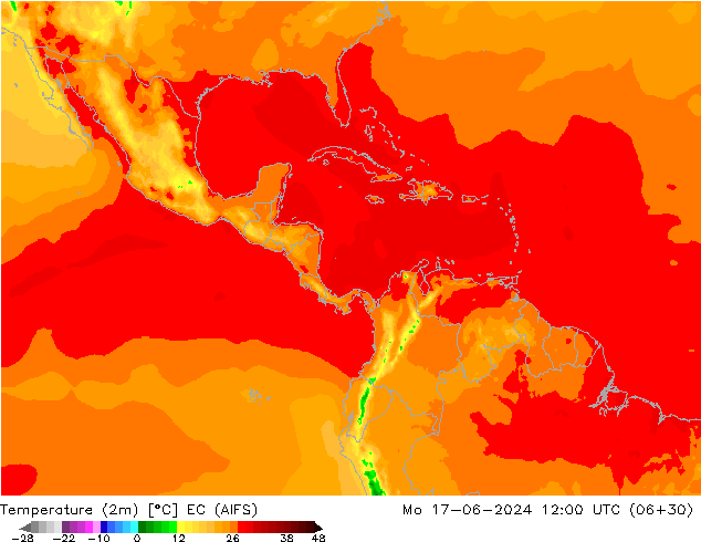 Temperaturkarte (2m) EC (AIFS) Mo 17.06.2024 12 UTC