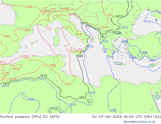 приземное давление EC (AIFS) Вс 23.06.2024 00 UTC