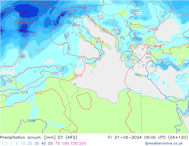 Precipitation accum. EC (AIFS)  21.06.2024 06 UTC