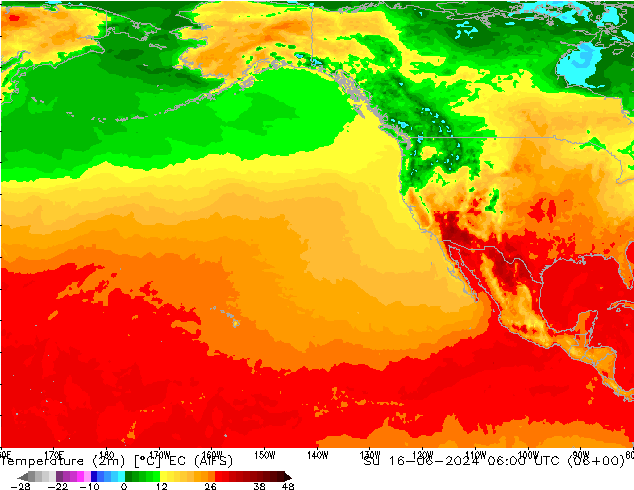 Temperature (2m) EC (AIFS) Su 16.06.2024 06 UTC