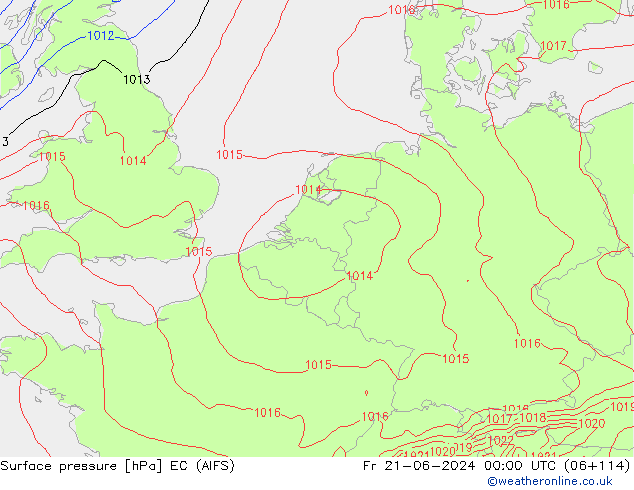 Presión superficial EC (AIFS) vie 21.06.2024 00 UTC
