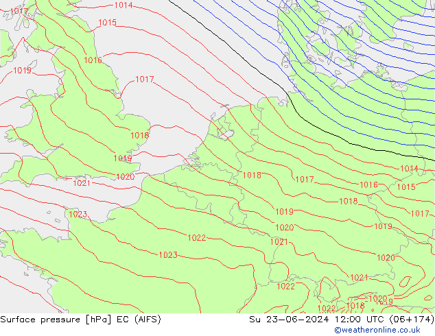 Surface pressure EC (AIFS) Su 23.06.2024 12 UTC