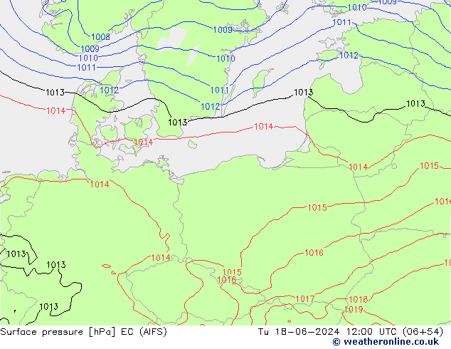 Pressione al suolo EC (AIFS) mar 18.06.2024 12 UTC