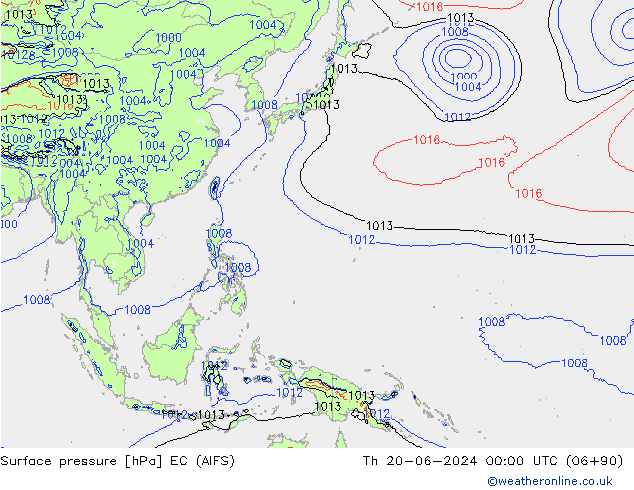 Atmosférický tlak EC (AIFS) Čt 20.06.2024 00 UTC