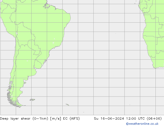 Deep layer shear (0-1km) EC (AIFS) Вс 16.06.2024 12 UTC