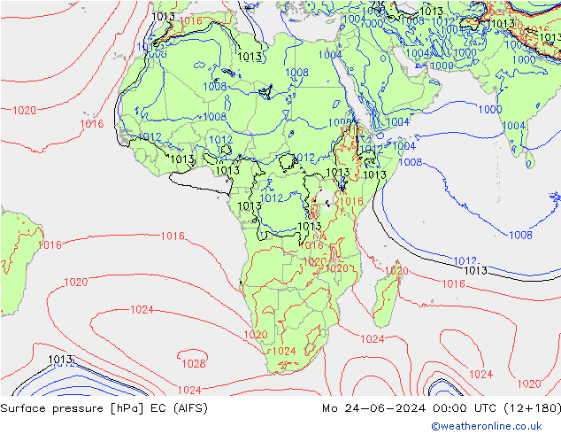 приземное давление EC (AIFS) пн 24.06.2024 00 UTC