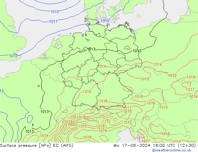 pression de l'air EC (AIFS) lun 17.06.2024 18 UTC