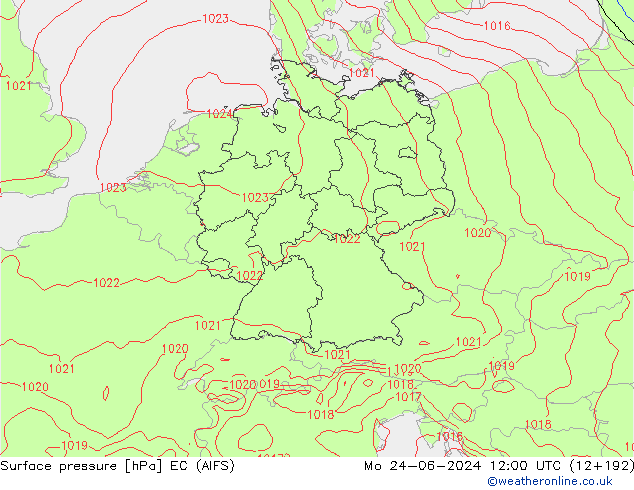 ciśnienie EC (AIFS) pon. 24.06.2024 12 UTC