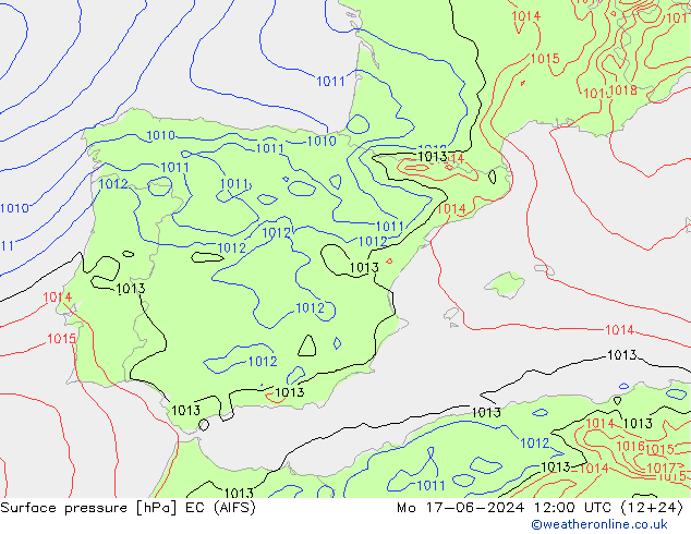 pressão do solo EC (AIFS) Seg 17.06.2024 12 UTC