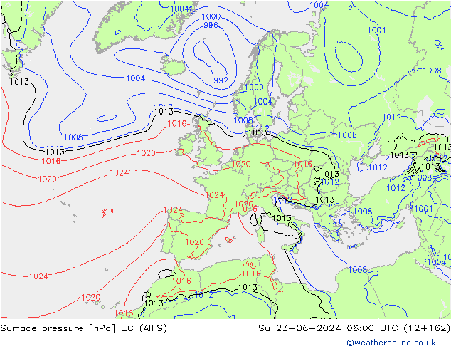 pressão do solo EC (AIFS) Dom 23.06.2024 06 UTC
