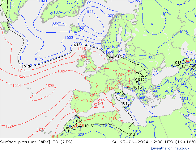 地面气压 EC (AIFS) 星期日 23.06.2024 12 UTC