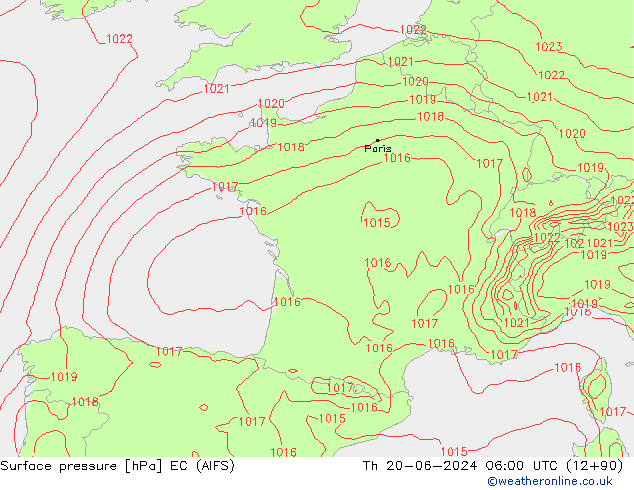 Luchtdruk (Grond) EC (AIFS) do 20.06.2024 06 UTC