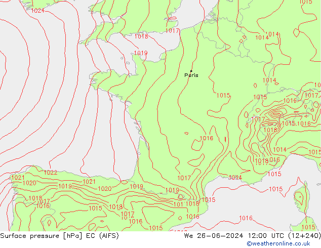 pression de l'air EC (AIFS) mer 26.06.2024 12 UTC