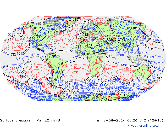ciśnienie EC (AIFS) wto. 18.06.2024 06 UTC