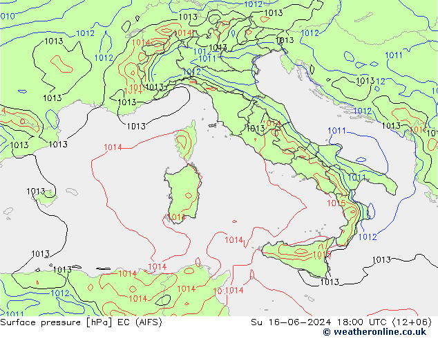 pressão do solo EC (AIFS) Dom 16.06.2024 18 UTC